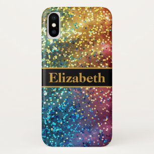Personalised Colourful Glitter Faux Foil Confetti iPhone X Case