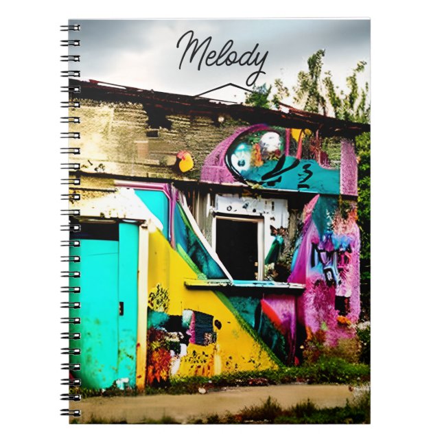 Personalised Colourful Graffiti Abandoned Notebook (Front)