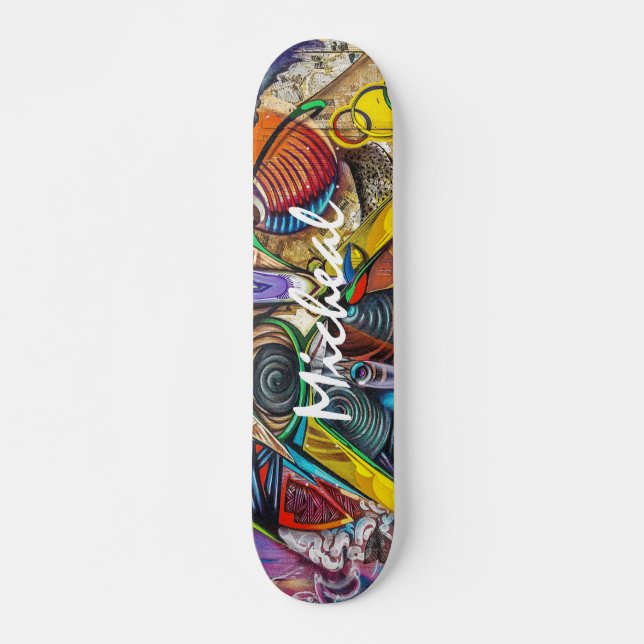 Personalised Colourful Graffiti Art Skateboard (Front)