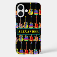 Personalised Colourful Guitars on Black