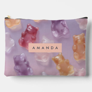Personalised Colourful Gummy Bear Pattern Accessory Pouch