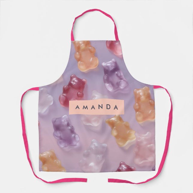 Personalised Colourful Gummy Bear Pattern Apron (Front)