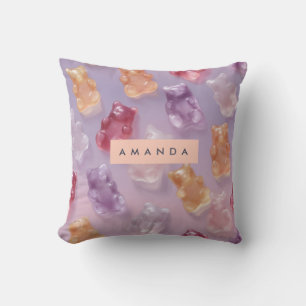 Personalised Colourful Gummy Bear Pattern Cushion
