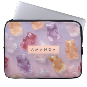 Personalised Colourful Gummy Bear Pattern Laptop Sleeve