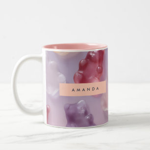 Personalised Colourful Gummy Bear Pattern Two-Tone Coffee Mug