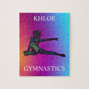 Personalised Colourful Gymnastics Word Art Jigsaw Puzzle