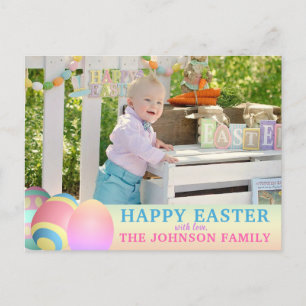 Personalised Colourful HAPPY EASTER   PHOTO Holiday Postcard