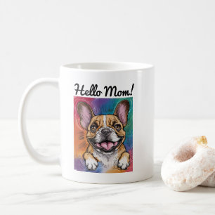 Personalised Colourful Happy French Bulldog Pet Coffee Mug