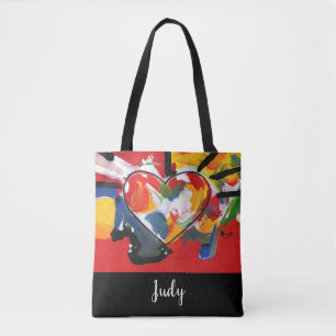 Personalised colourful Heart Music Sheet abstract Tote Bag