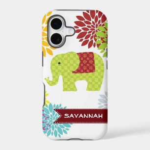 Personalised Colourful Hippie Elephant Flower Case