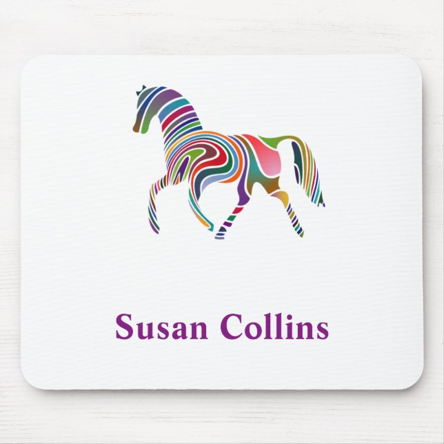 Personalised Colourful Horse Pony Girl Mouse Pad (Front)