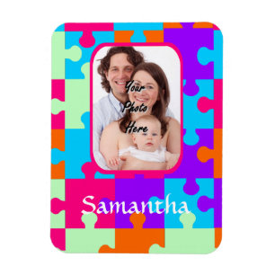 Personalised colourful jigsaw magnet