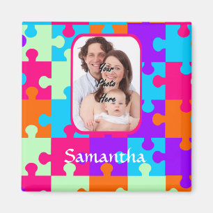 Personalised colourful jigsaw magnet
