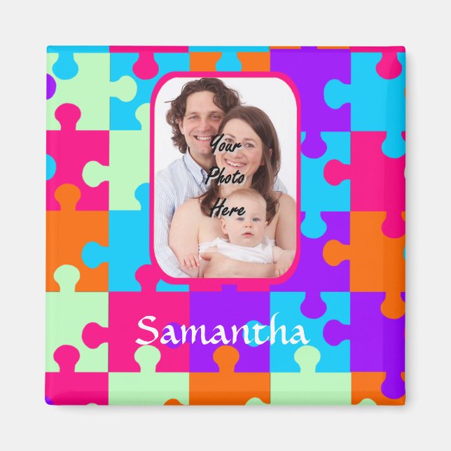 Personalised colourful jigsaw magnet (Front)