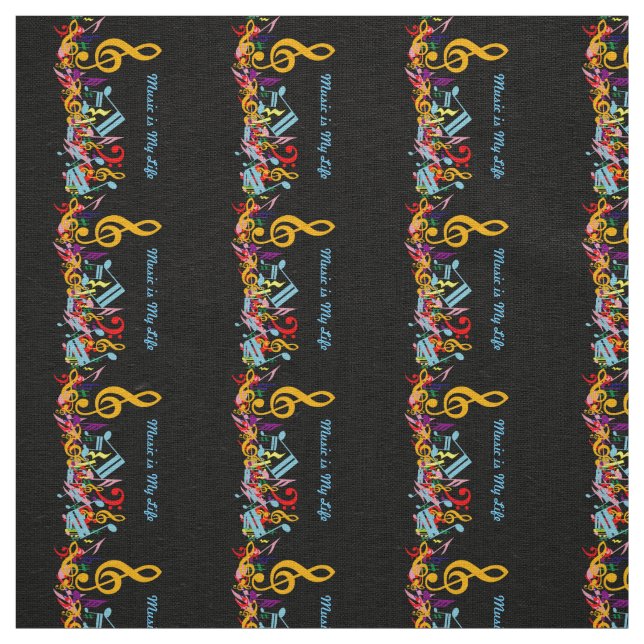 Personalised Colourful Jumbled Music Notes on Fabric (Swatch)
