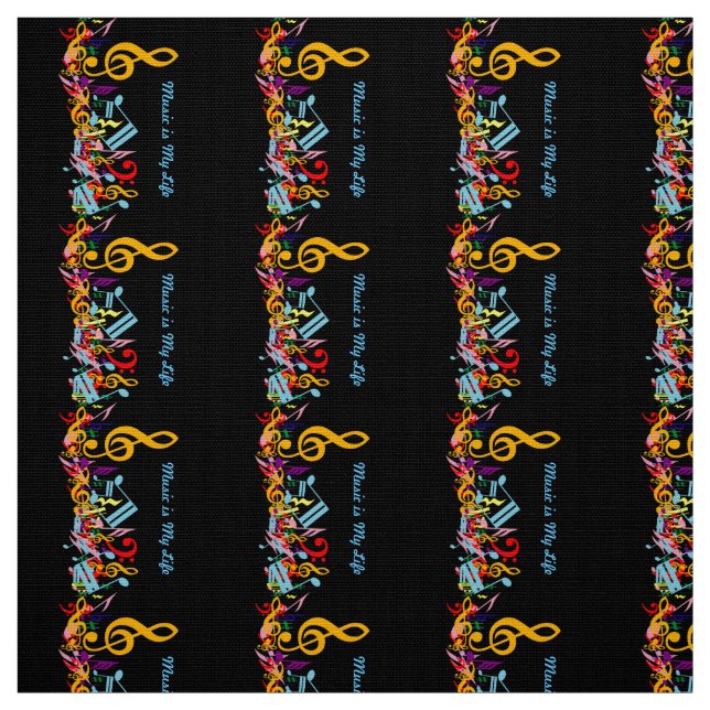 Personalised Colourful Jumbled Music Notes on Fabric (Swatch)