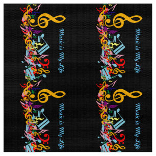 Personalised Colourful Jumbled Music Notes on Fabric