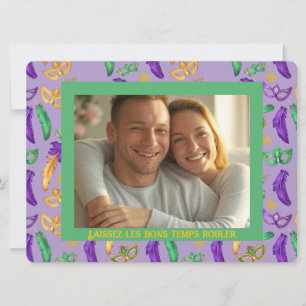personalised Colourful Mardi Gras patterned Holiday Card