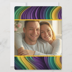 personalised Colourful Mardi Gras wave patterned  Holiday Card