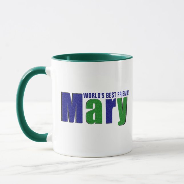 Personalised Colourful "Mary" Name, Green and Blue Mug (Left)