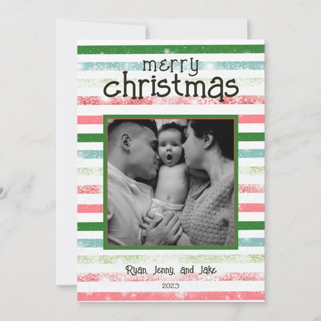 Personalised Colourful Merry Christmas Card  (Front)