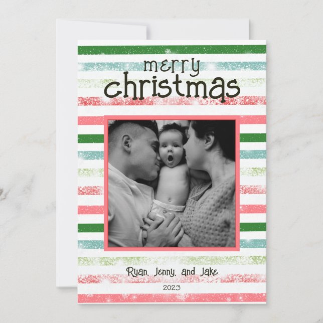 Personalised Colourful Merry Christmas Card (Front)