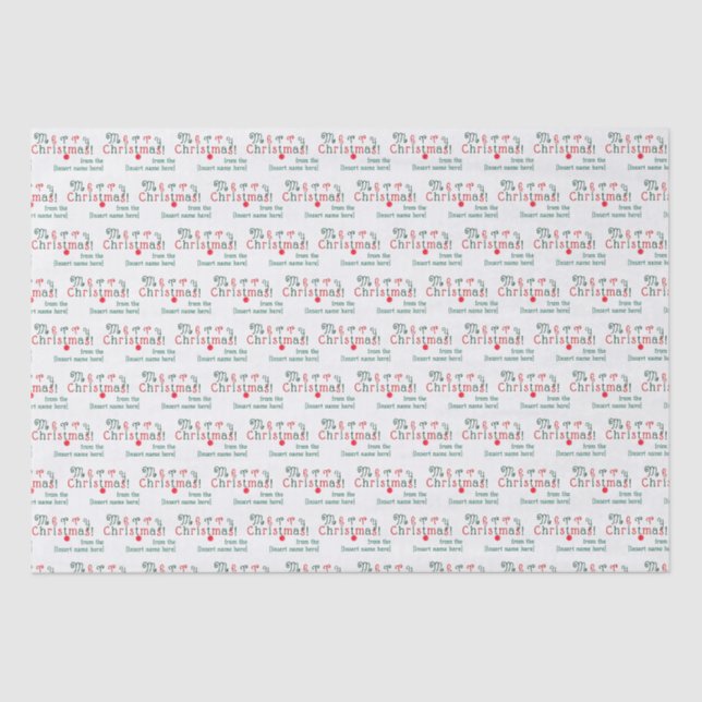 Personalised Colourful Merry Christmas Fun Ornamen Tissue Paper (Front)