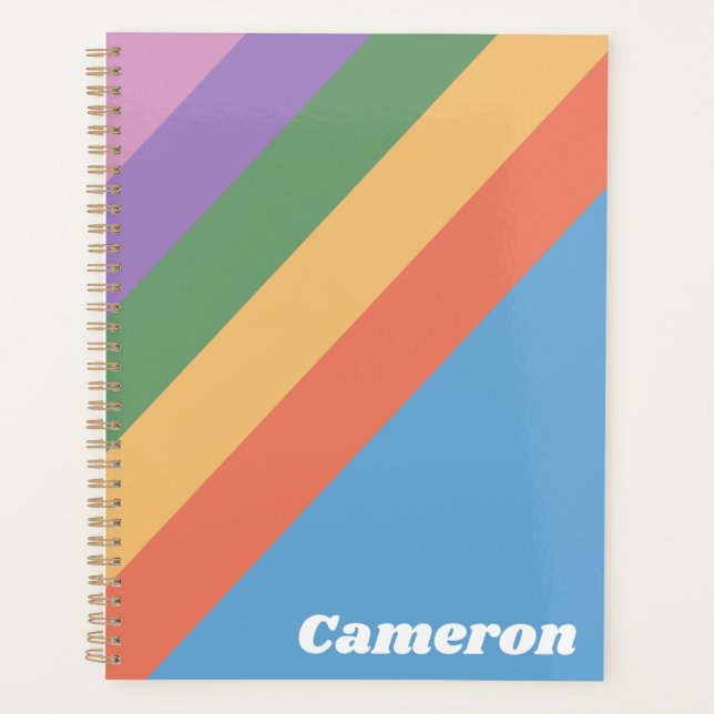 Personalised Colourful Modern Geometric Retro Name Planner (Front)
