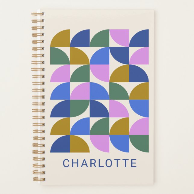 Personalised Colourful Modern Geometric Student Planner (Front)