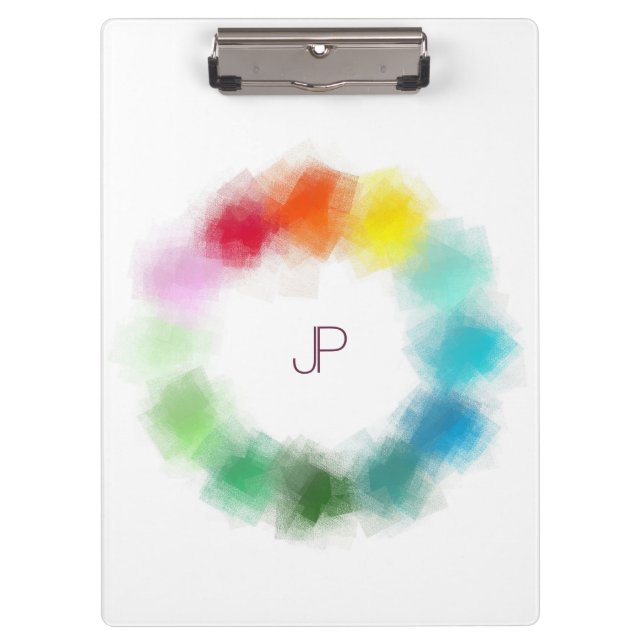 Personalised Colourful Monogram Modern Template Clipboard (Front)