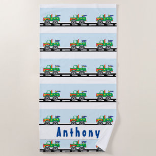 Personalised Colourful Monster Truck Beach Towel