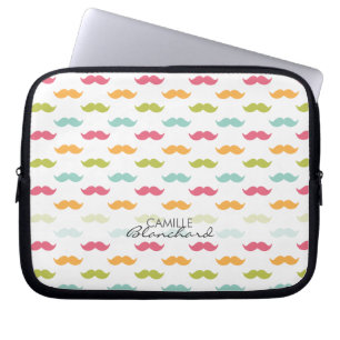 Personalised Colourful Moustache Lovers Laptop Sleeve