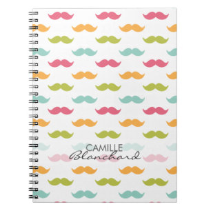 Personalised Colourful Moustache Lovers Notebook