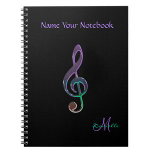 Personalised Colourful Music Clef Notebook
