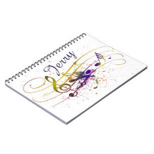 Personalised Colourful music splatter Notebook