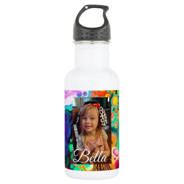 Personalised Colourful Name and Photo    532 Ml Water Bottle (Front)