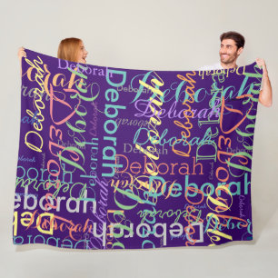Personalised Colourful Name Typography Fleece Blanket
