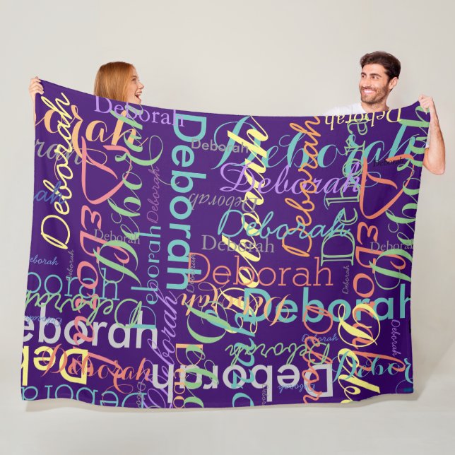 Personalised Colourful Name Typography Fleece Blanket (In Situ)