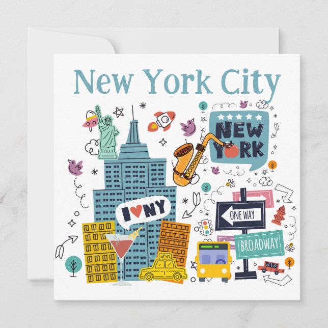 Personalised Colourful New York City Card (Front)