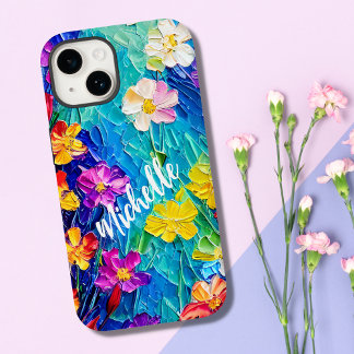 Personalised Colourful Oil Painting Flowers Case-Mate iPhone 14 Case