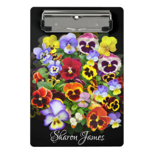 Personalised Colourful Pansy Arrangement  Mini Cli Mini Clipboard