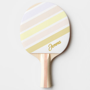 Personalised Colourful Pastel Retro Stripe Ping Pong Paddle