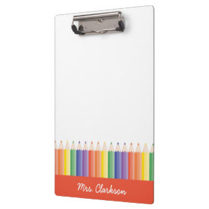 Personalised Colourful Pencils Teacher Clipboard