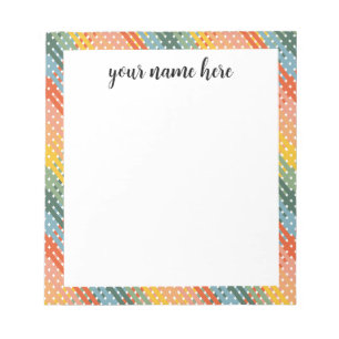 Personalised Colourful Plaid Notepad