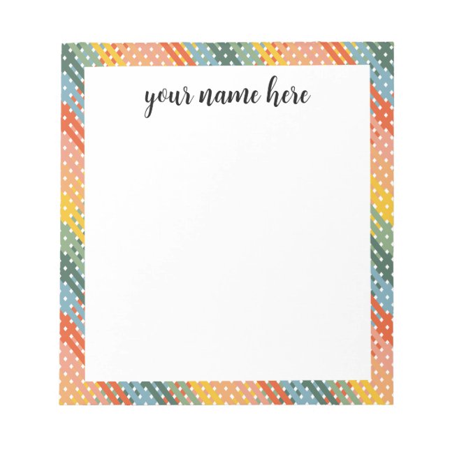 Personalised Colourful Plaid Notepad (Front)
