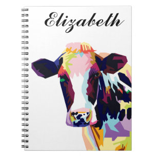 Personalised Colourful Pop Art Cow Notebook