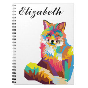 Personalised Colourful Pop Art Fox Notebook
