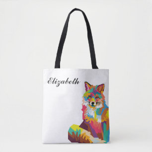 Personalised Colourful Pop Art Fox Tote Bag