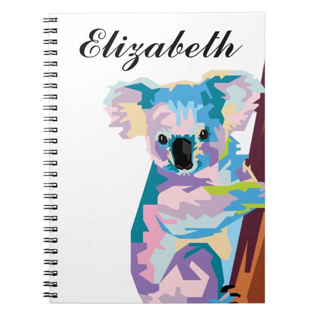 Personalised Colourful Pop Art Koala Notebook (Front)
