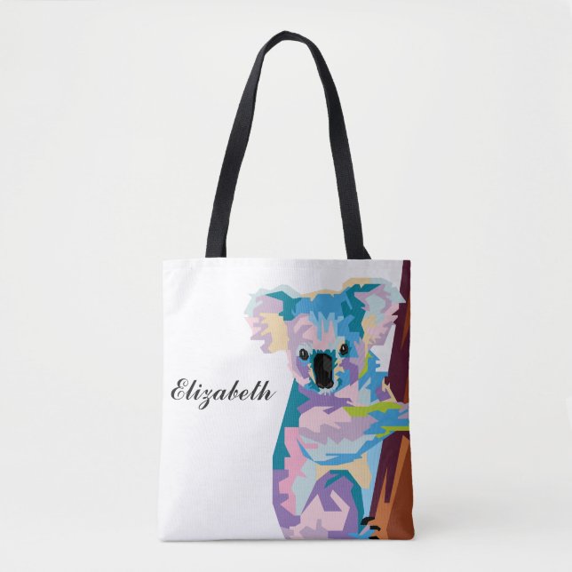 Personalised Colourful Pop Art Koala Tote Bag (Front)